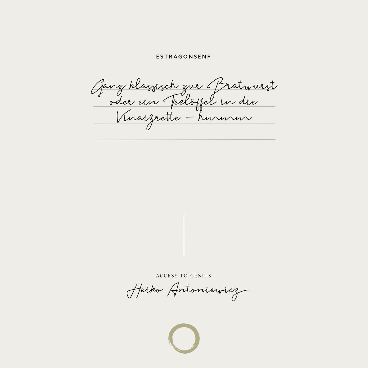 Estragonsenf by Heiko Antoniewicz, 125 ml THE GOLDEN CIRCLE